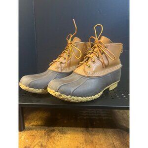 VTG 90s LL BEAN Classic Bean Boots Brown Maine Hunting Leather Duck Mens 9